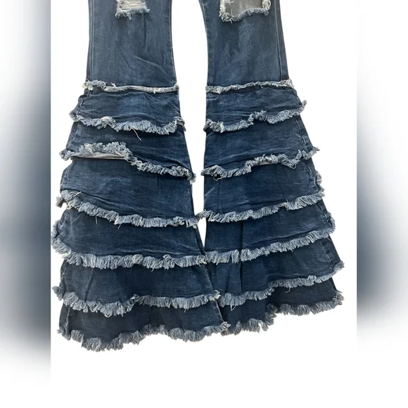 Frayed Hem Distressed Wide Leg Jeans - Picture 5 of 5